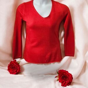 WHITE STAG CLASSIC RED V- NECK LONGSLEEVE SWEATER SIZE SMALL